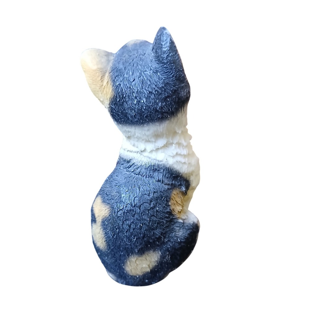 Miniature Calico Cat Figurine Sitting Textured Resin Kitten Statue 4.5 Inch - Picture 5 of 8